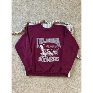 Vintage Oklahoma University UO Sooners Wagon Maroon Red Sweatshirt